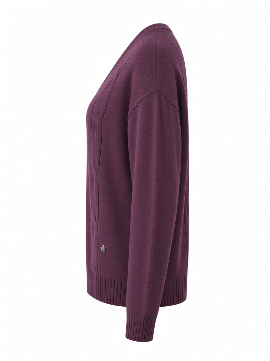 Dámsky pulóver s výstrihom do V s osmičkovým vzorom MINORITY BURGUNDY Tmavá bordová s.WEAR 3